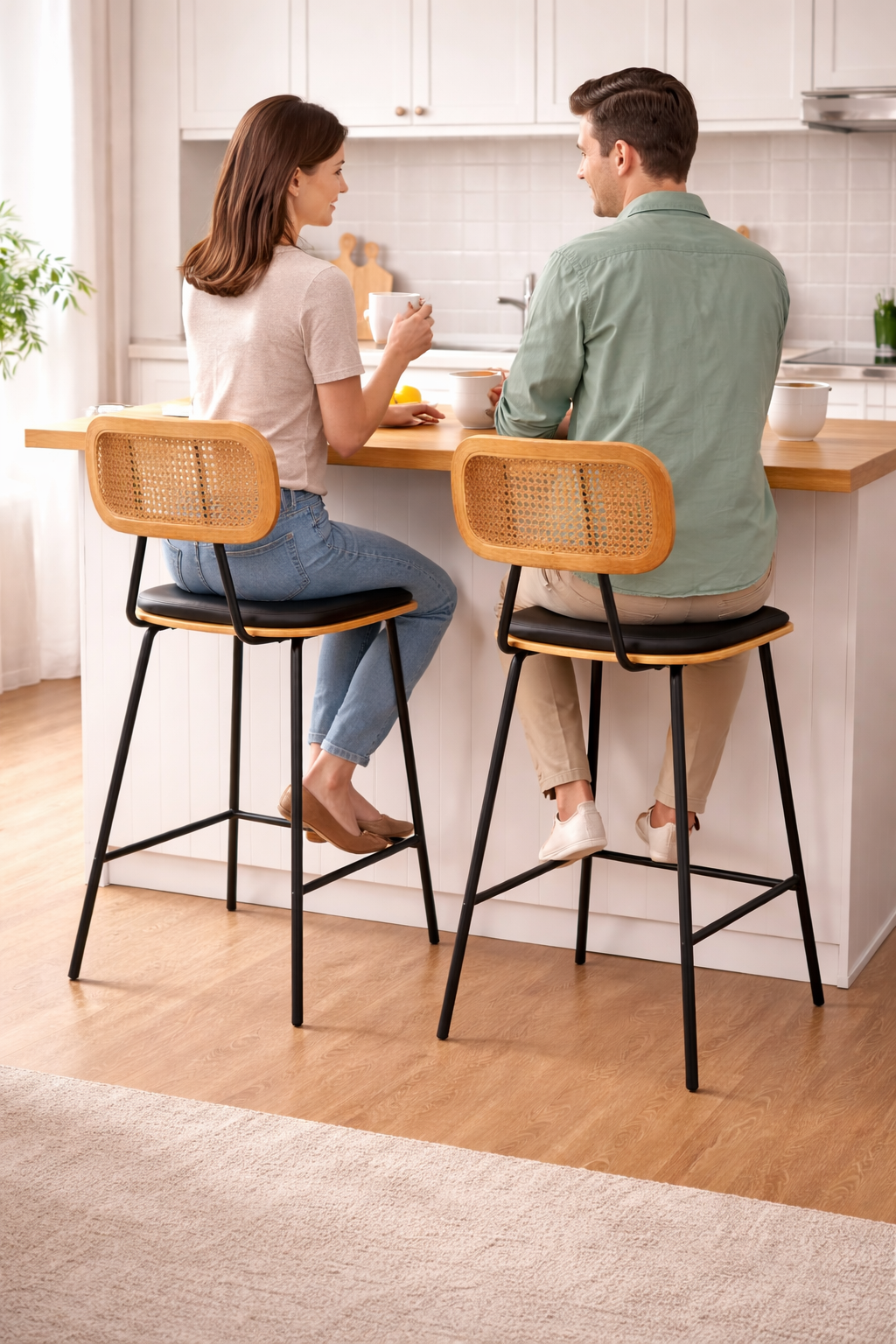 Tabourets de bar en rotin - Nolyra