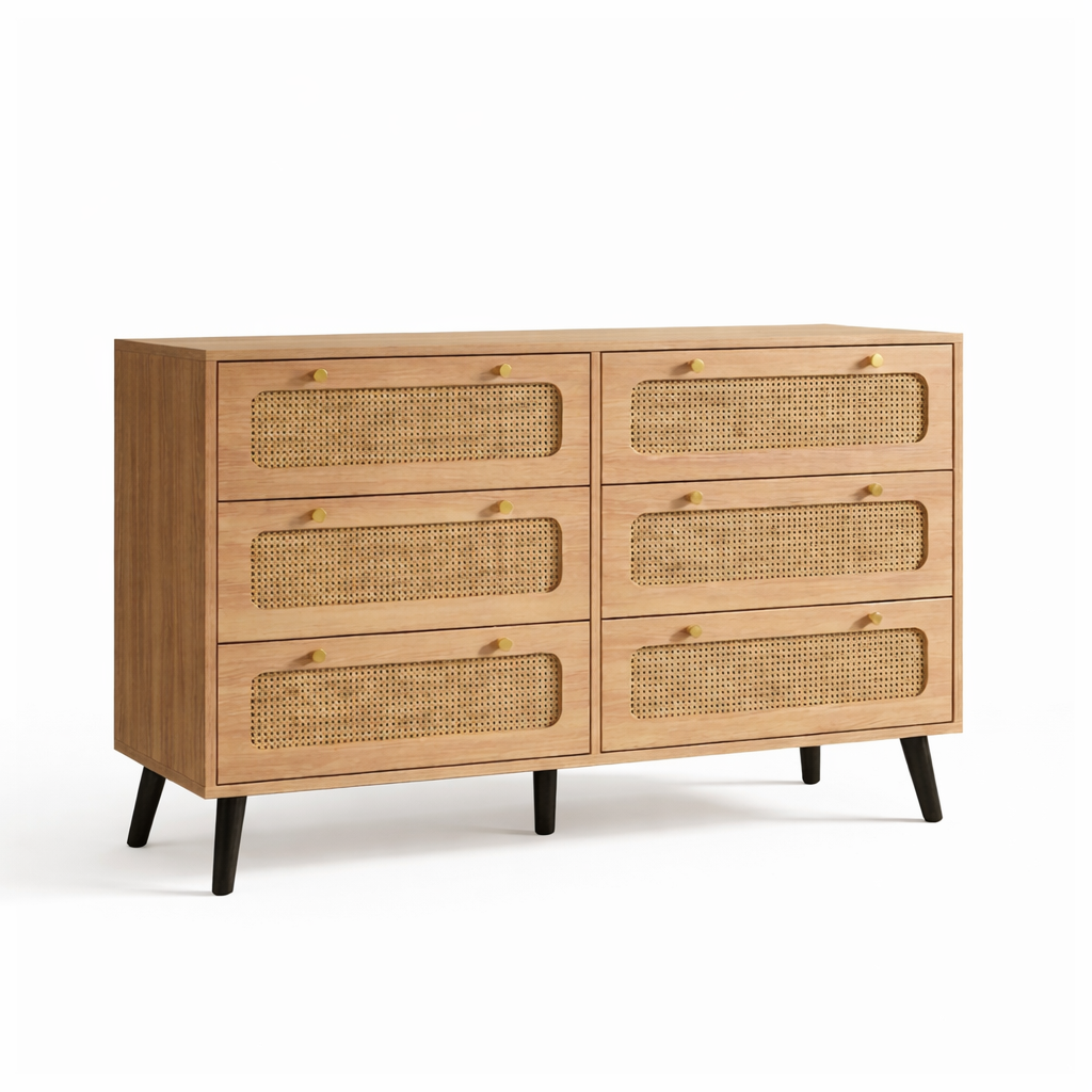 Buffet en bois avec façades effet cannage – Nolyra