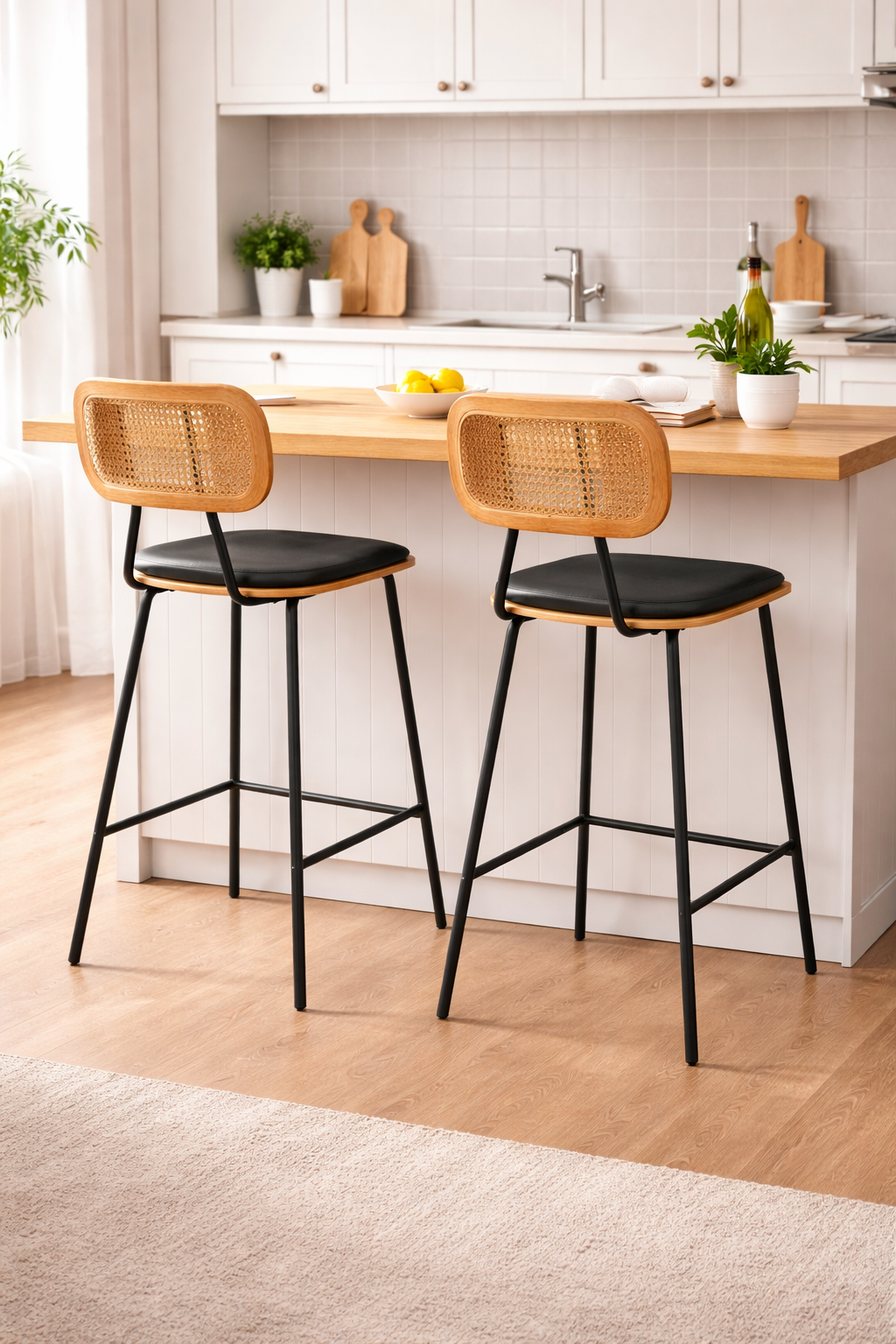 Tabourets de bar en rotin - Nolyra