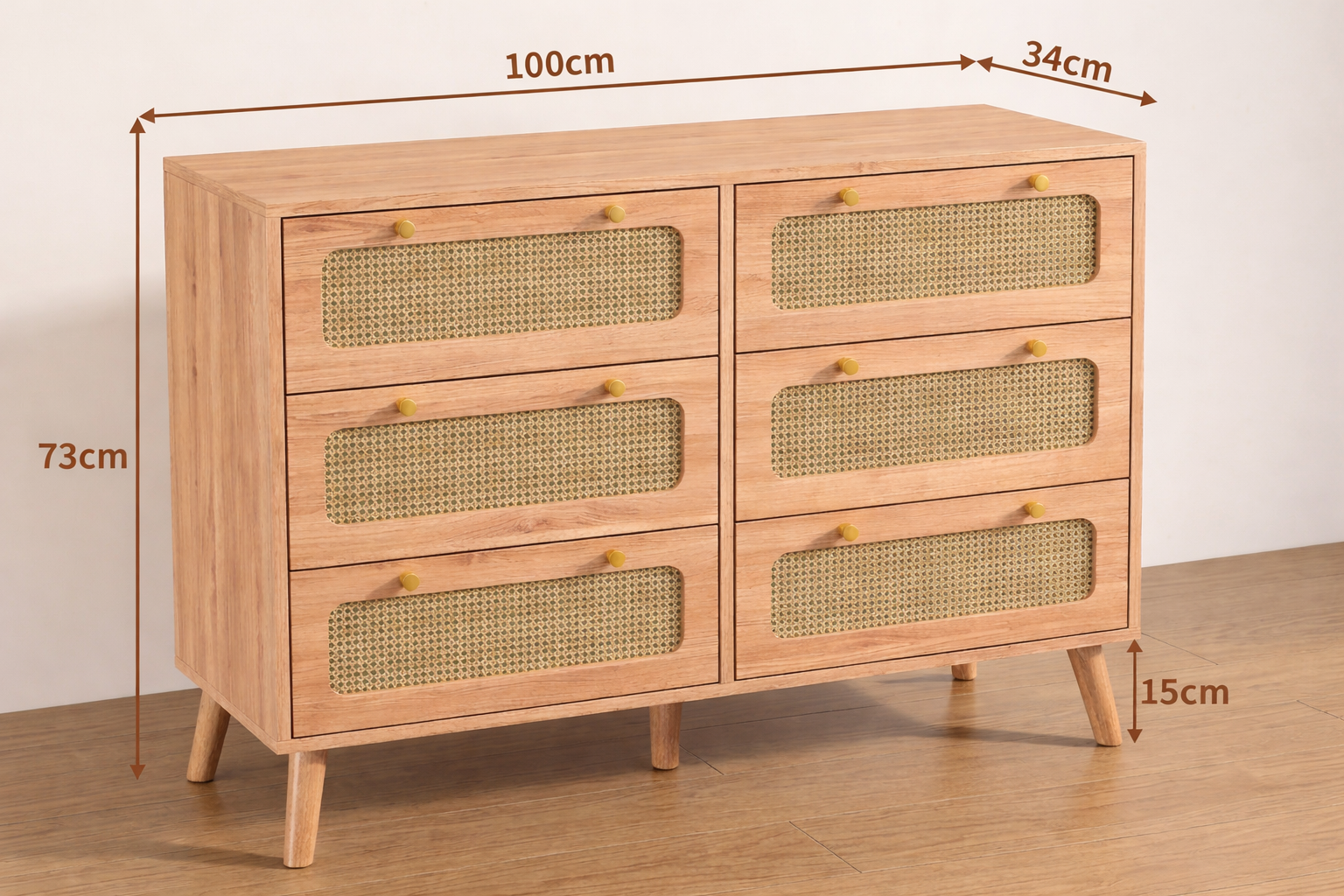 Buffet en bois avec façades effet cannage – Nolyra